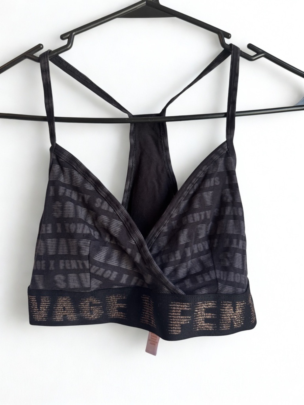 Savage X Fenty Black/Grey Logo Strappy  Bralette